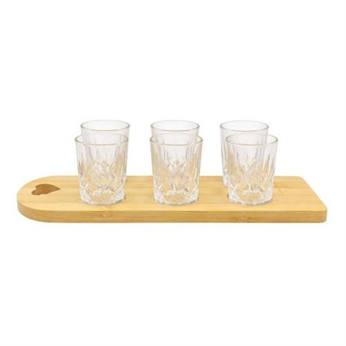 Vassoio in bamboo con 6 bicchierini