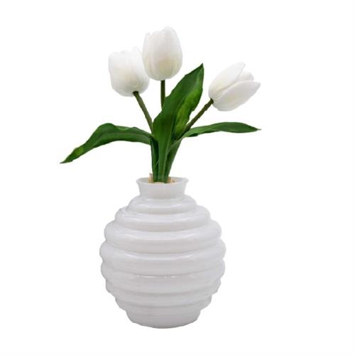Vaso tondo piccolo bianco (Tulipani a parte)
