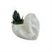 Vaso cuore intrecciato bianco con piantina