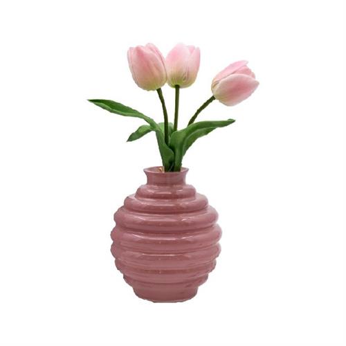 Vaso tondo piccolo rosa (Tulipani a parte)