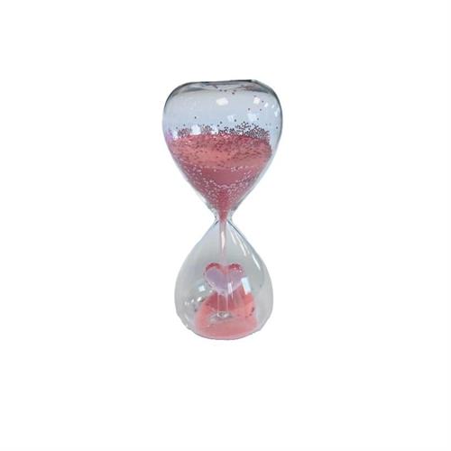 Clessidra con cuore rosa interno e sabbia
