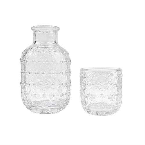 Caraffa in vetro con bicchiere, trasparente