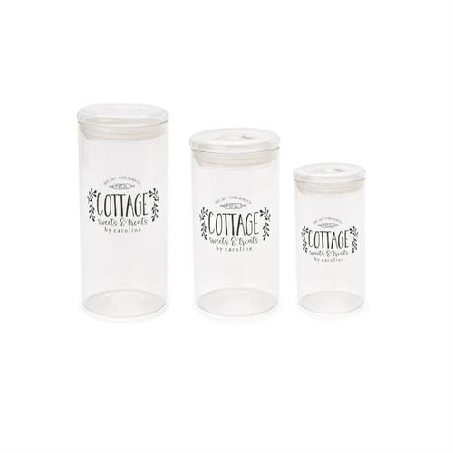 Set 3 barattoli in vetro borosilicato Cottage