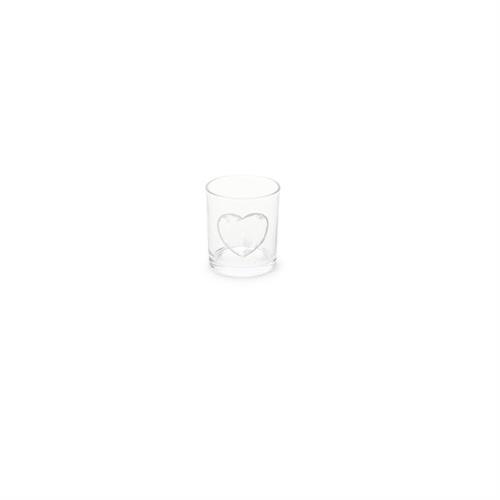 Set di 6 bicchieri in vetro con decoro cuore