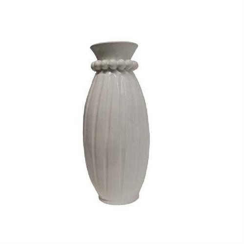 Vaso stretto con perle bianco
