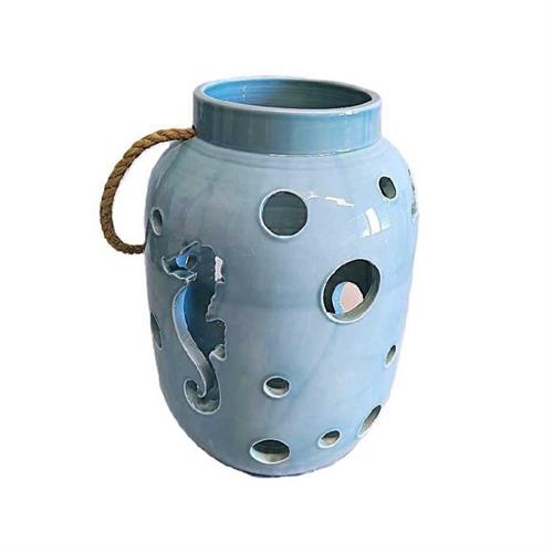 Lanterna Cavalluccio marino turchese Ceramiche Virginia