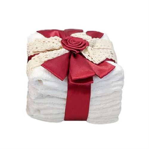Composizione regalo con 4 lavette bianche Nuvole di Stoffa