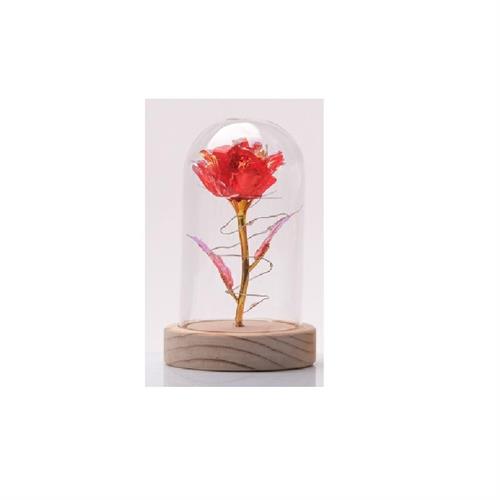 Rosa rossa in vetro in teca Emmebi