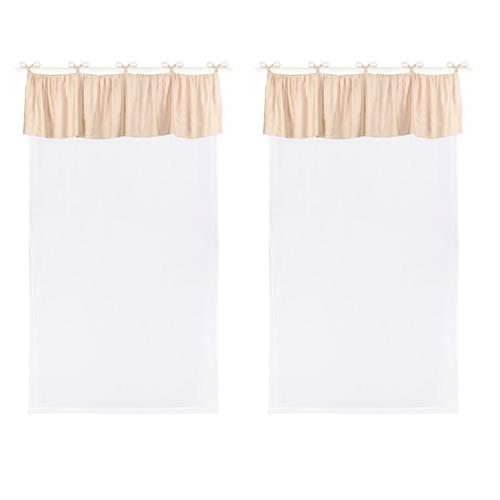 Tenda voile bianca con balza grezza 60x150cm Nuvole di Stoffa