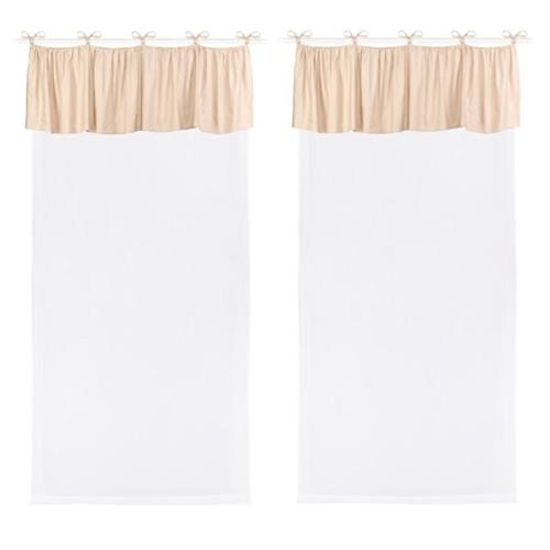 Tenda voile bianca con balza grezza 135x250cm Nuvole di Stoffa