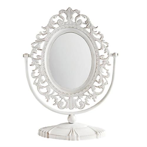 Specchio con piedistallo Rosalie in metallo sbiancato Mathilde M.