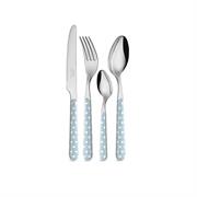 Servizio 24 posate Neva azzurre con cuori bianchi