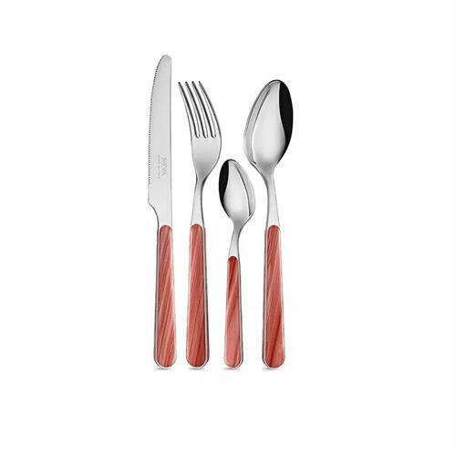 Servizio 24 posate Neva Wood collection corallo