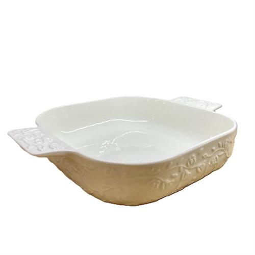 Pirofila quadrata in porcellana bianca