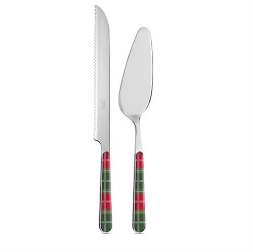 Set Dessert 2 pz Neva Tartan Rosso e Verde