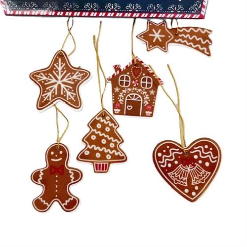Set 6 decorazioni in porcellana Gingerbread