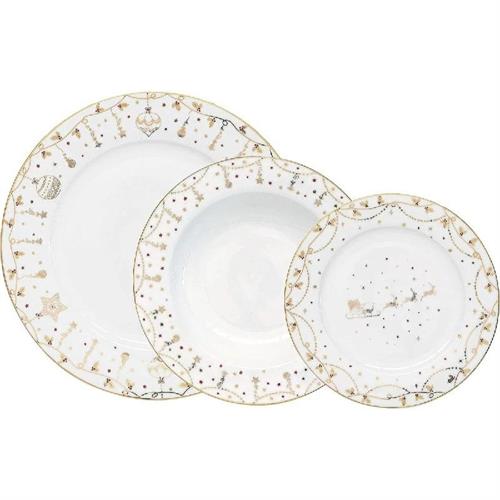 Servizio 18 piatti in porcellana decorazione Christmas Lights