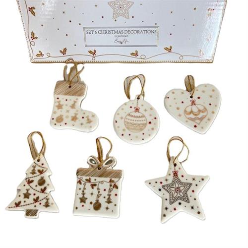 Set di 6 decorazioni in porcellana per albero Natale Christmas Lights