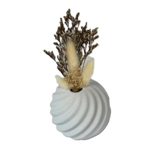 Vaso rotondo piccolo ondulato bianco
