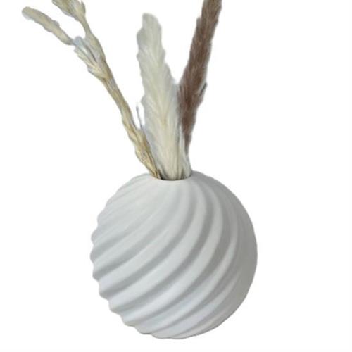 Vaso rotondo grande ondulato bianco