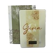 Bilancia rettangolare in vetro con scritta Gioia