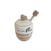 Barattolo rosa C/bastoncino per il miele,fraseDolce come il miele