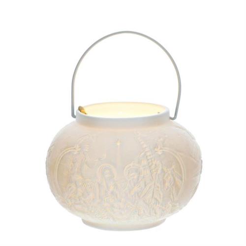 Lanterna porcellana bianca biscuit decoro Natività