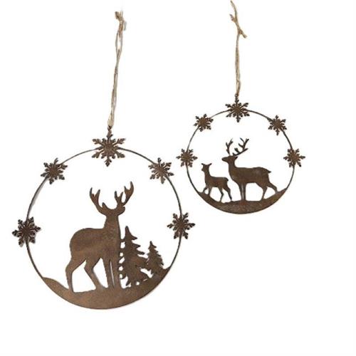 Set 2 decorazioni in metallo con renna