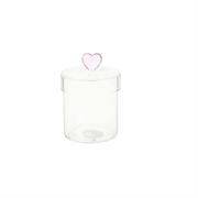 Barattolo in vetro borosilicato con cuore rosa