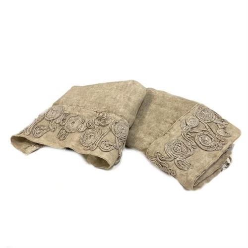 Coppia tovagliette in lino con ricamo Cornely Arte Pura