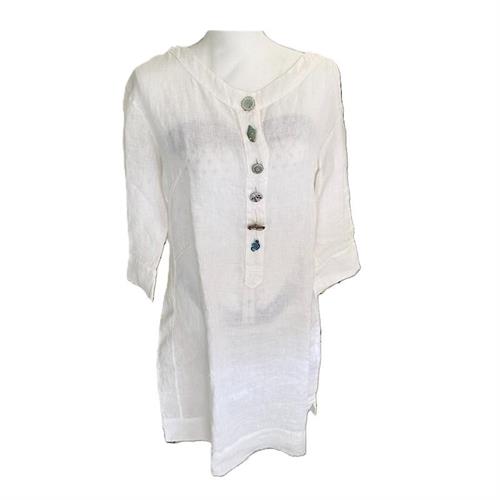 Caftano in lino leggero con pregiati bottoni - Tg.L -  Arte Pura