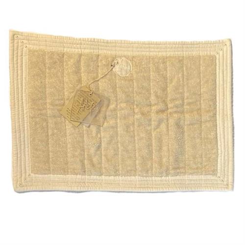 Tappeto in spugna con bordo misto lino e mezze perle Arte Pura