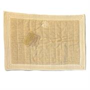 Tappeto in spugna con bordo misto lino e mezze perle Arte Pura