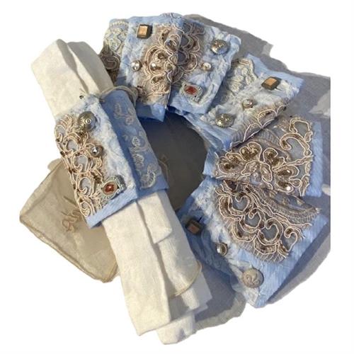 Set 6 lega tovagliolo con gemme e pizzi Arte Pura