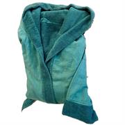 Accappatoio in spugna con bordo in lino, Lago Arte Pura TG.XL