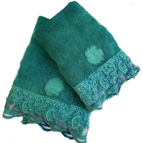 Set asciugamani viso e ospite in spugna con pizzo Sinergia Lago AP