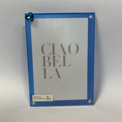 Porta foto in plexiglass blu e cuoricino calamita