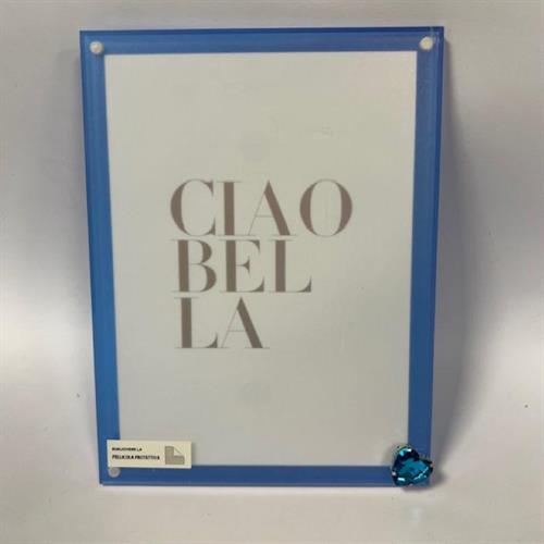 Porta foto in plexiglass grande blu e cuoricino calamita