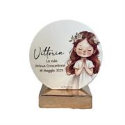 Icona tonda Prima Comunione bimba, personalizzabile