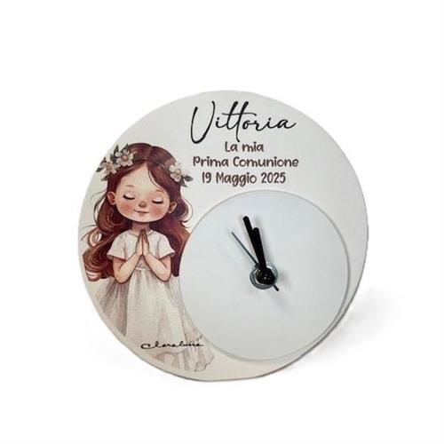 Orologio in gesso personalizzabile Prima Comunione bimba