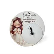 Orologio in gesso personalizzabile Prima Comunione bimba