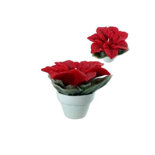 Vasetto stella natale rossa candela artigianale