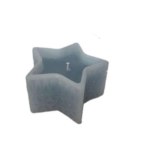 Candela artigianale a forma di stella azzurro polvere