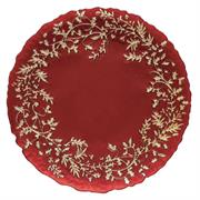 Piatto vetro rosso con decoro oro nel contorno