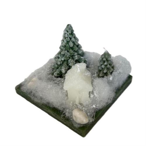 Paesaggio natalizio in cera verde