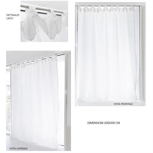Tenda in lino leggero e organza con laccetti Arte Pura