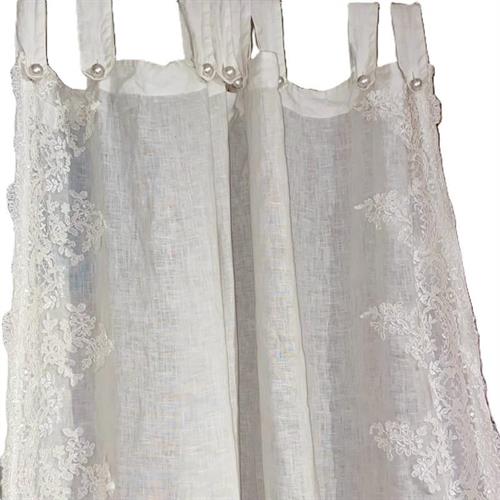 Tenda in lino leggero con pizzo elegante sui lati Arte Pura