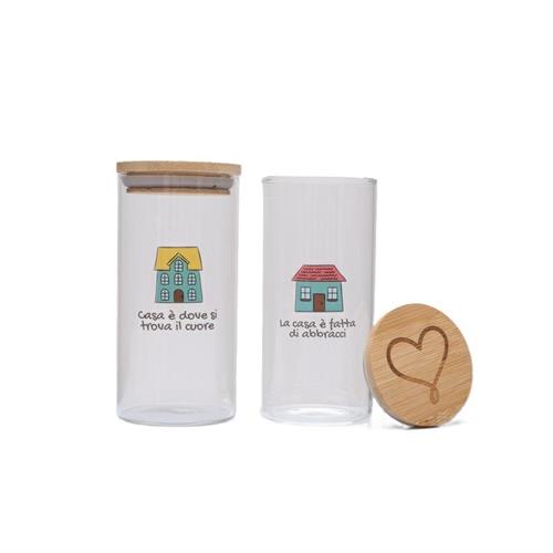 Coppia barattoli in vetro con frasi