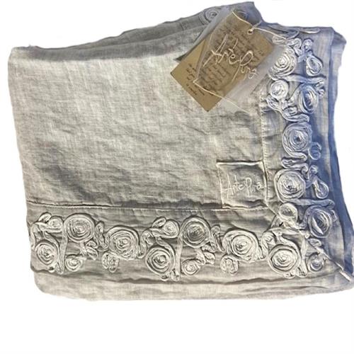 Tovaglia rettangolare in lino con ricamo cornely Pietra old Arte Pura