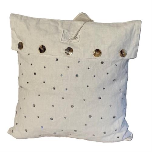 Cuscino con federa in lino tempestata di cristalli Arte Pura